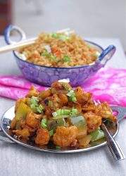 Indo Chinese Gobi Manchurian with fried rice