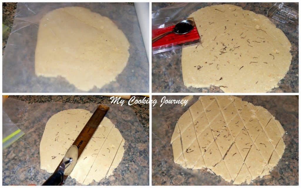 Shaping the cashew nut burfi Shaping the cashew nut burfi