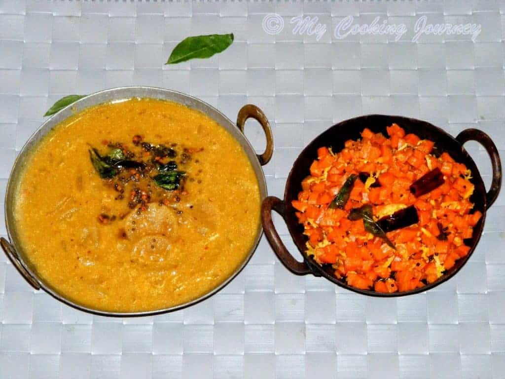 Carrot curry and Vendhaya sambhar