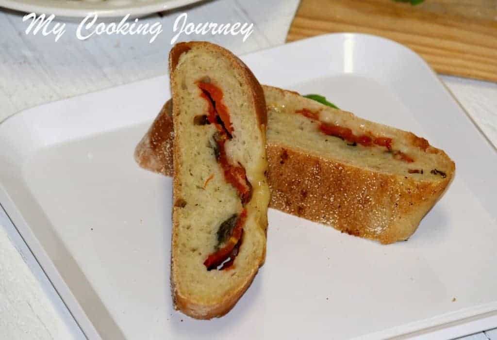 Tomato, Mozzarella and Basil Stuffed Baguette Tomato Mozzarella and Basil stuffed Baguette