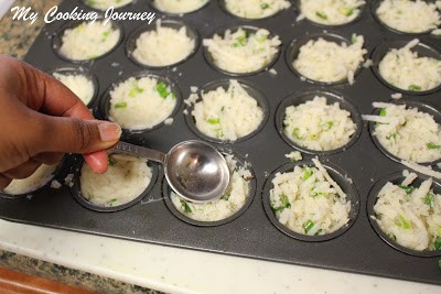 Potatoes filled in muffin tray Potatoes filled in muffin tray