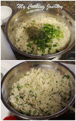 Grated potato with seasonings Grated potato with seasonings