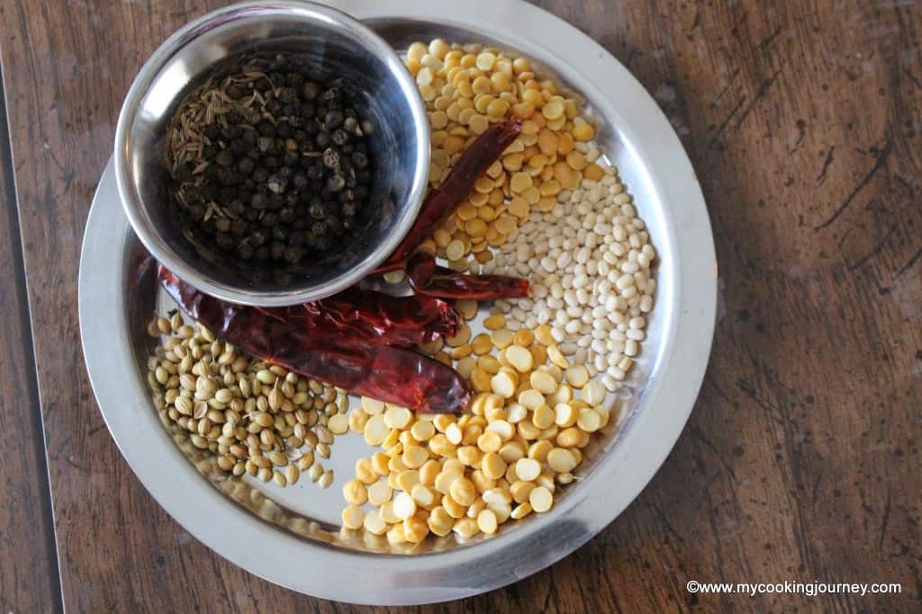 Ingredients to grind for Milagu Kuzhambu Ingredients to grind for Milagu Kuzhambu