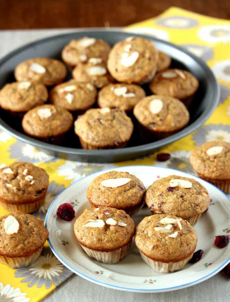 Whole Wheat Banana Cranberry Almond Muffins – Egg less Muffins Whole Wheat Banana Cranberry Almond Muffins – Egg less Muffins