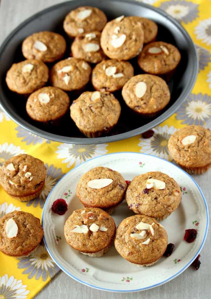 Whole Wheat Banana Cranberry Almond Muffins – Egg less Muffins Whole Wheat Banana Cranberry Almond Muffins – Egg less Muffins