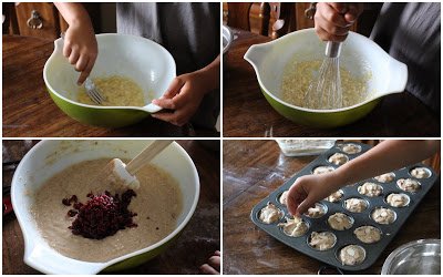 Whole wheat Banana Cranberry Almond Muffins