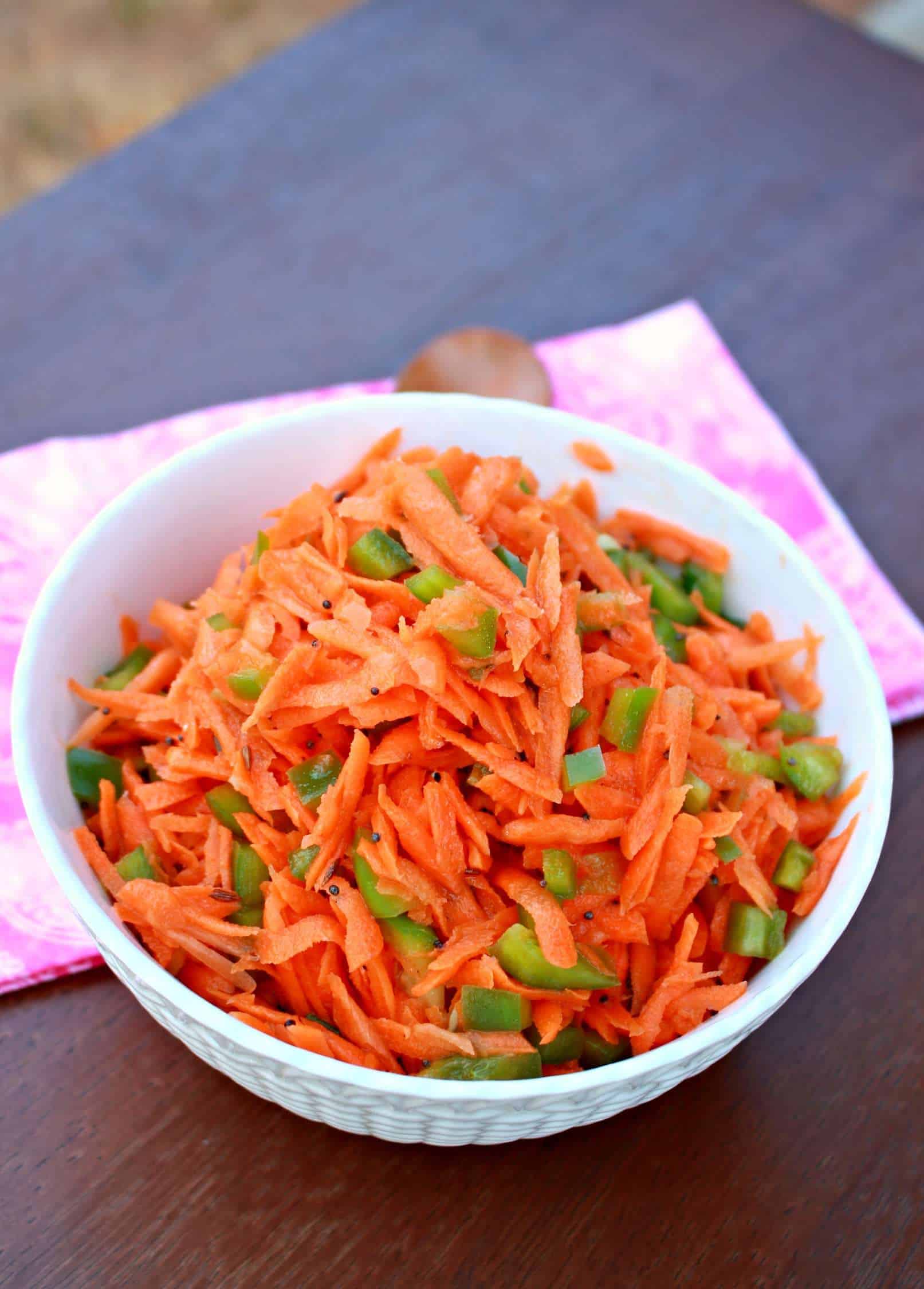 Carrot Bell Pepper Salad in a bowl.