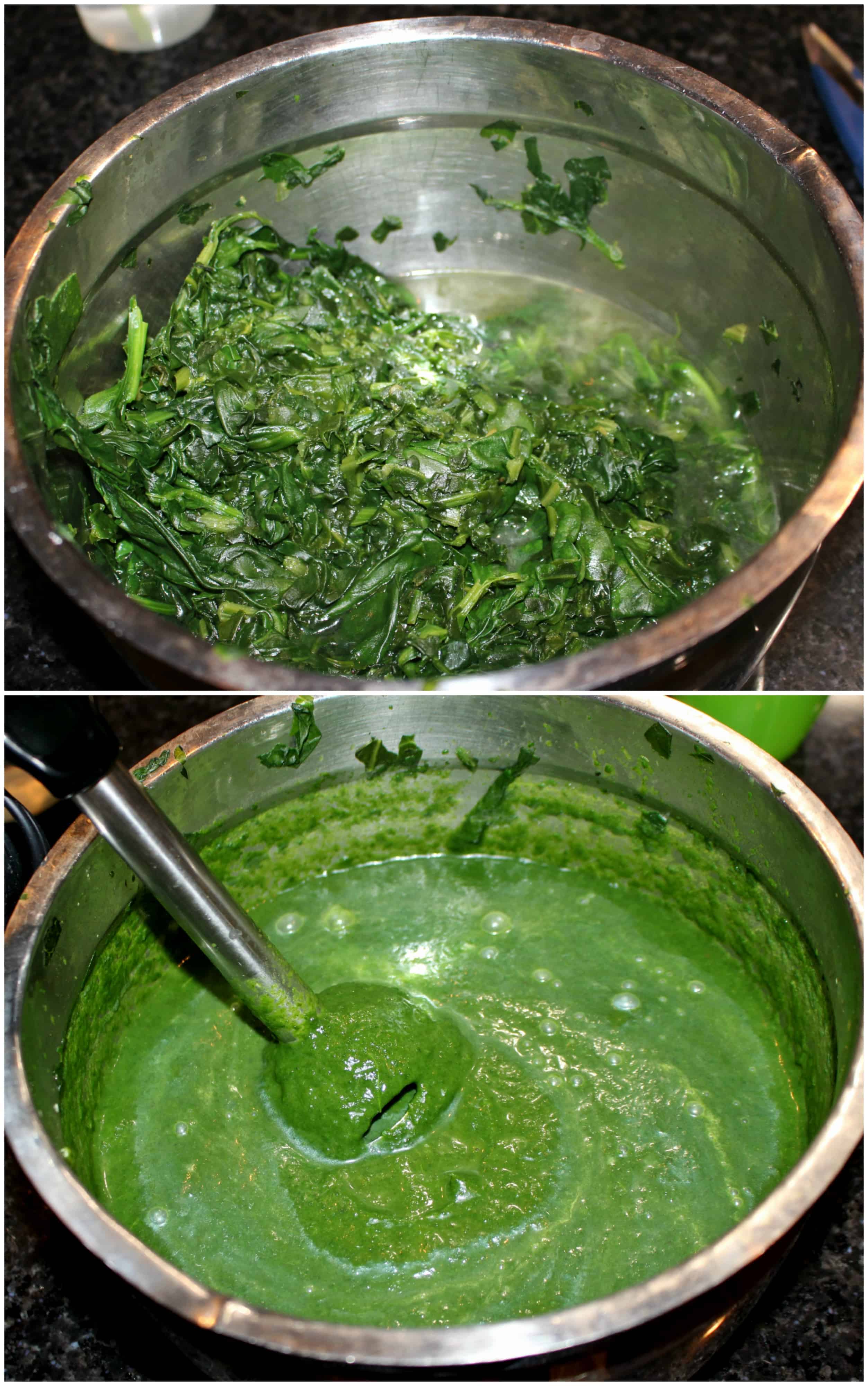pureeing spinach