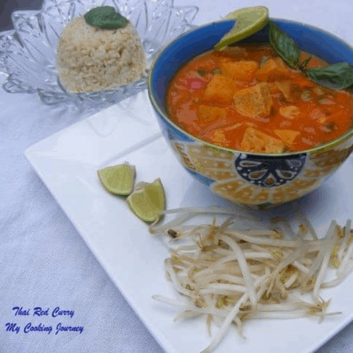 Thai Vegetable And Tofu Red Curry in a Bowl