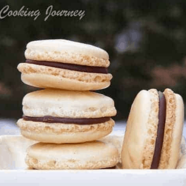 French Macarons with Chocolate Ganache in a Plate