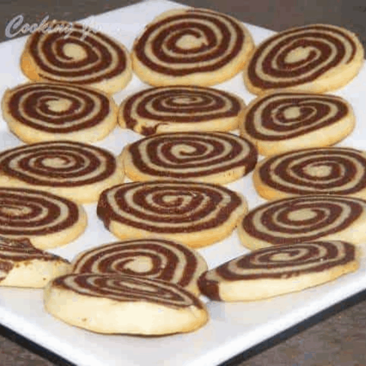 Chocolate Pinwheel Cookies in a Plate