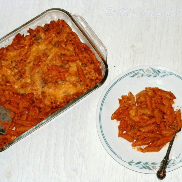 Baked Vegetable Pasta Recipe in Plate