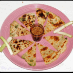 Chinese Scallion Pancake With Ginger Soy Dipping Sauce in Plate