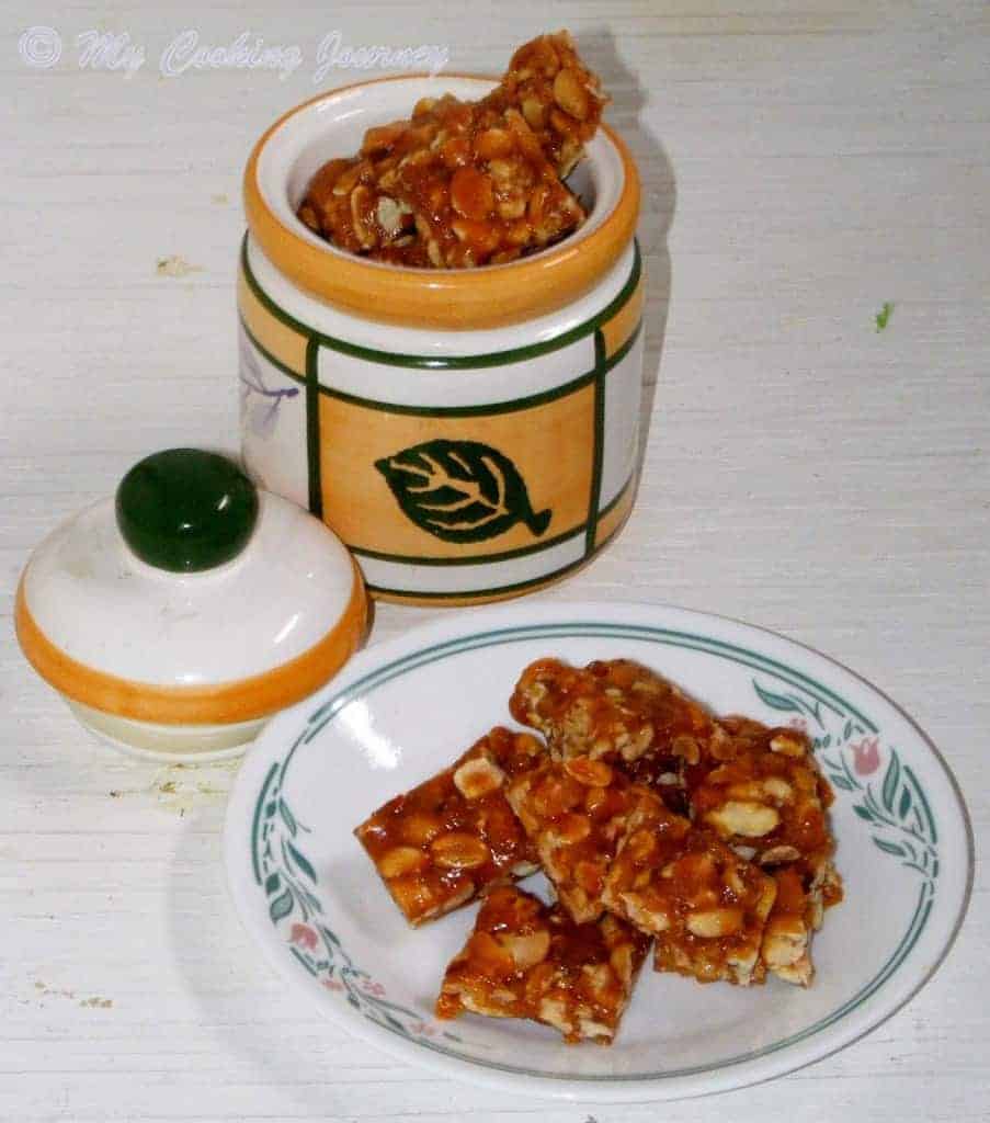 Lonawala Chikki in a jar and dish