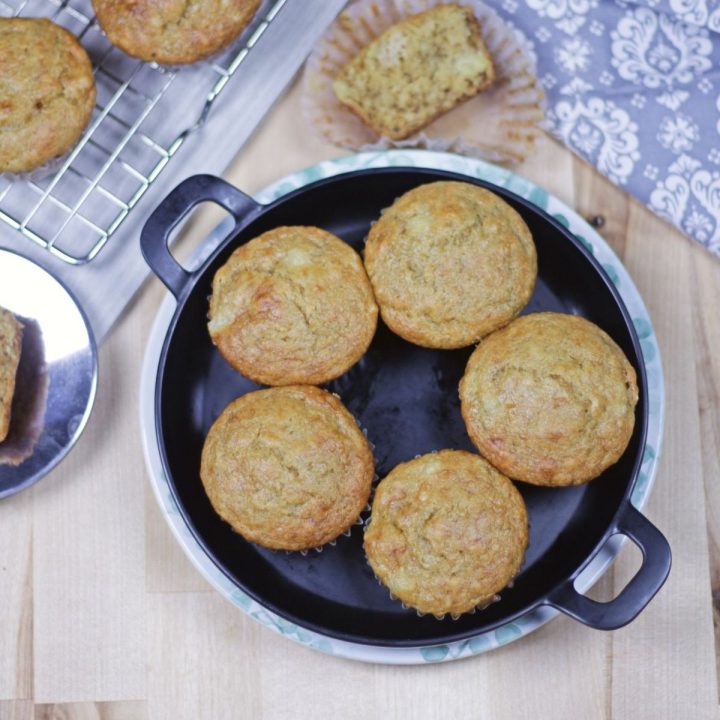 Whole wheat banana muffins in a plate