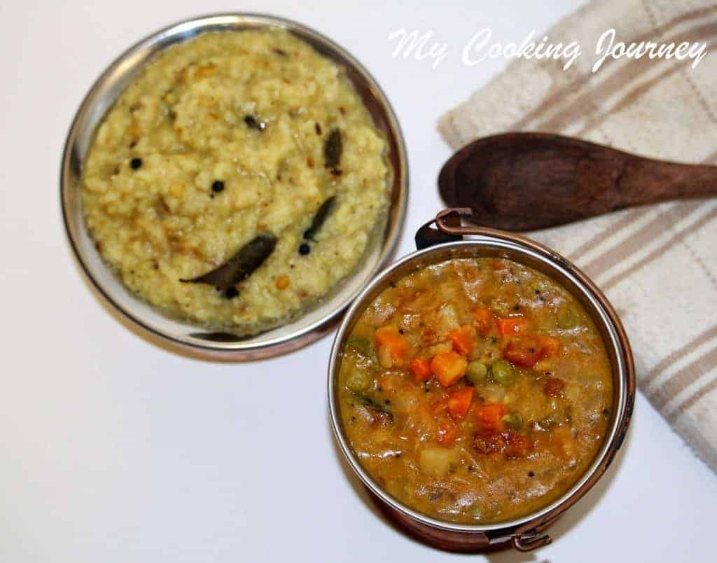 Mixed Vegetable Gothsu Pongal and Kalyana Gothsu