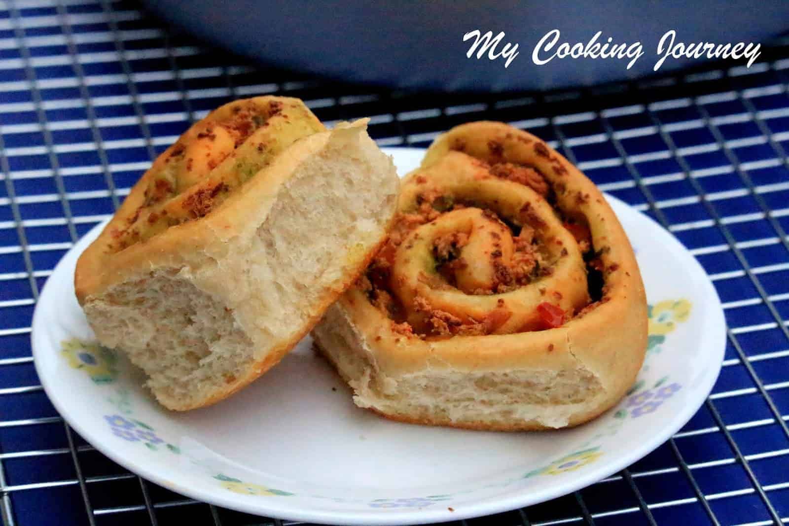 Savory Swirl Buns in a white plate