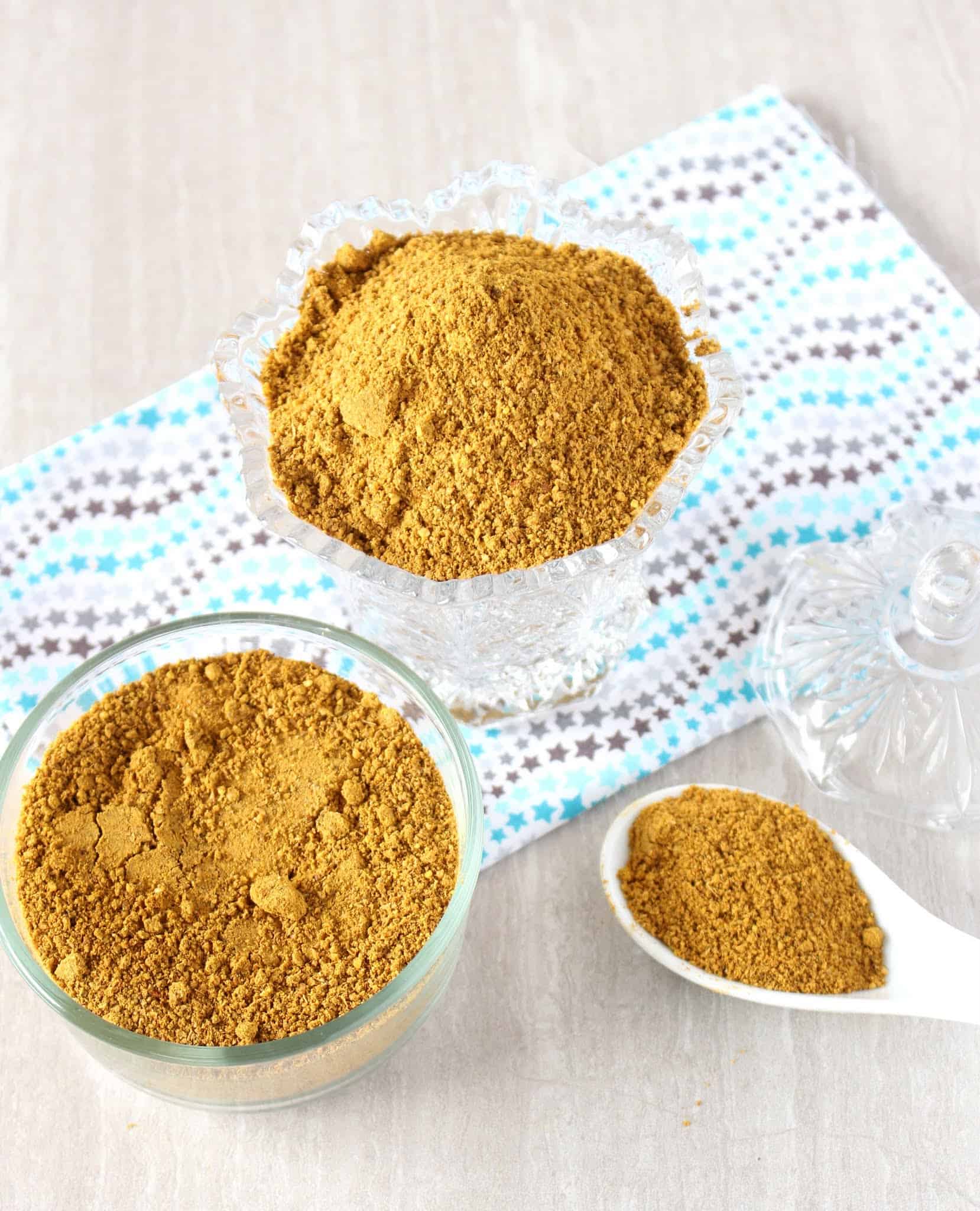 Rasam powder in containers