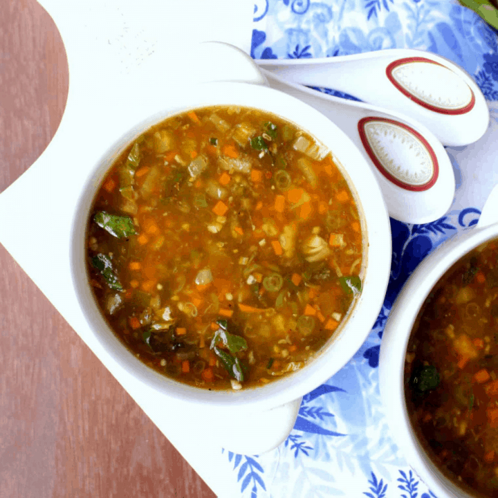Chinese Hot And Sour Soup - Vegetable Hot And Sour Soup in a Bowl