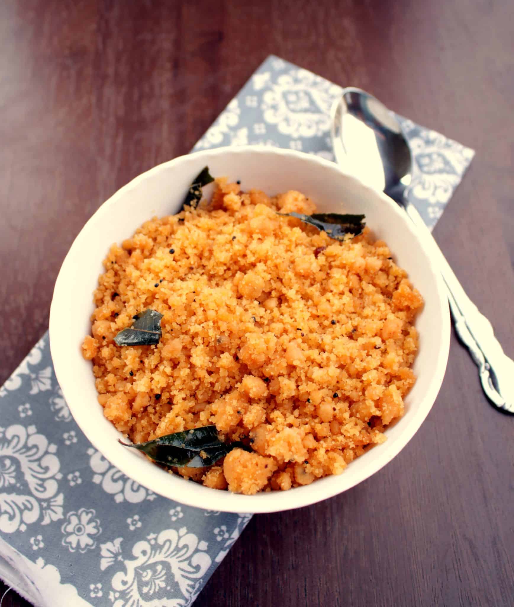 Kozhama Upma - Rice Flour Upma with Tamarind in a Bowl