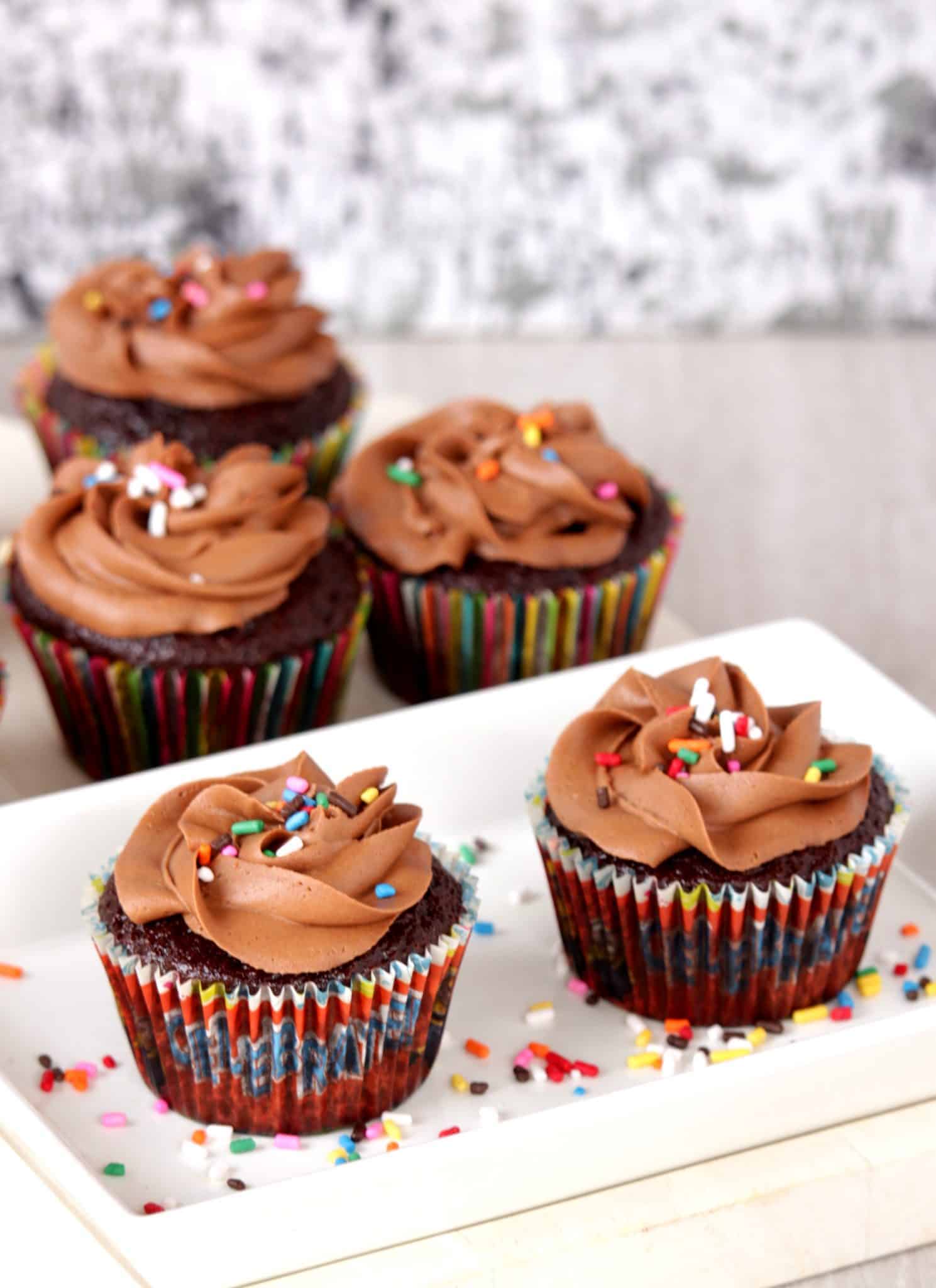 C for Chocolate Cupcakes with Chocolate Buttercream Frosting is ready 