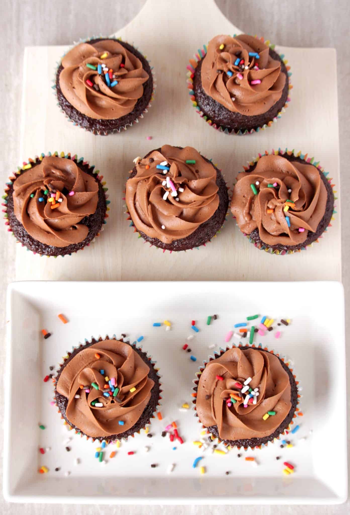 C for Chocolate Cupcakes in a tray