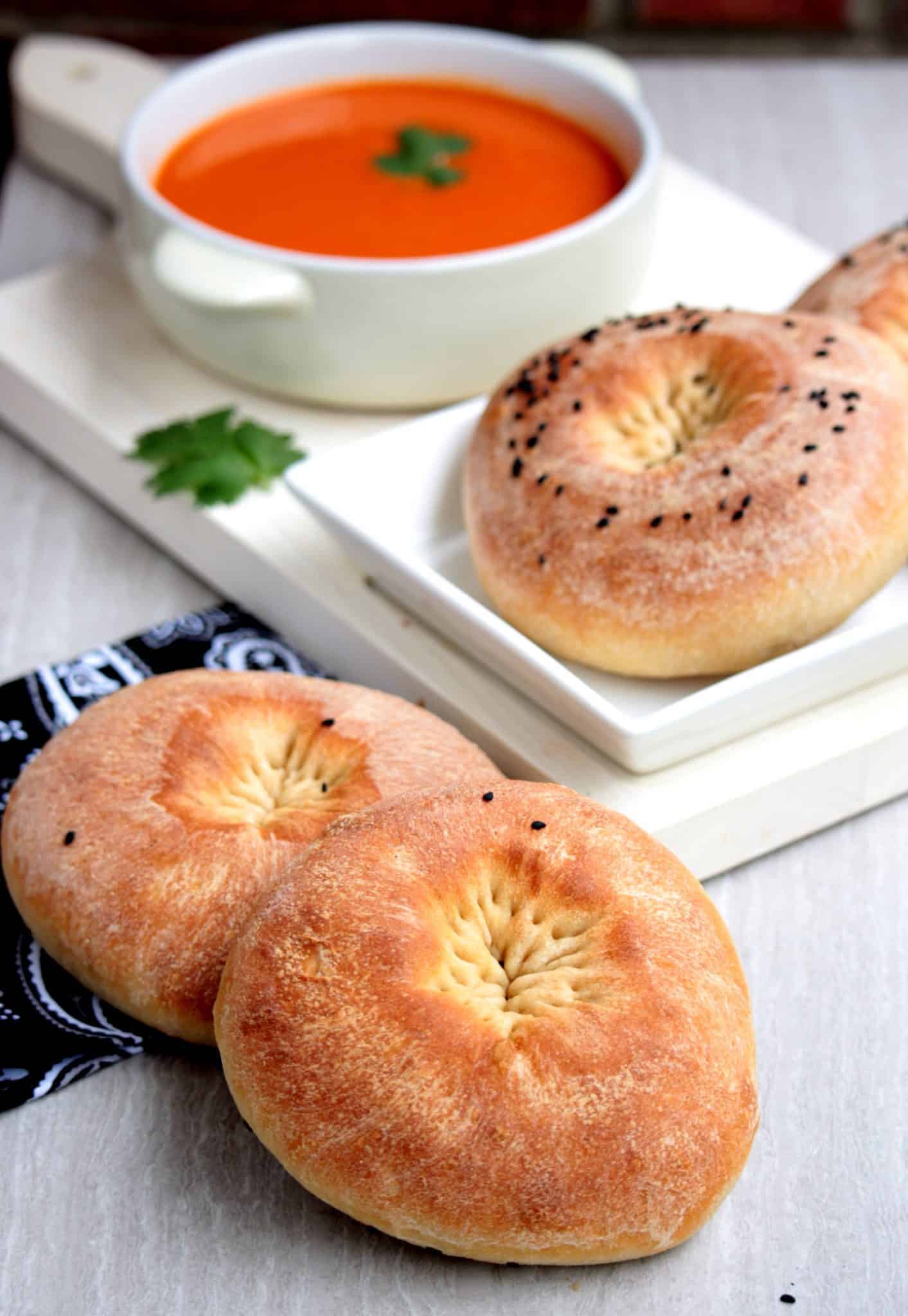 O for Obi Non | Uzbek Flatbread | Vegan Flatbread Obi Non in a tray