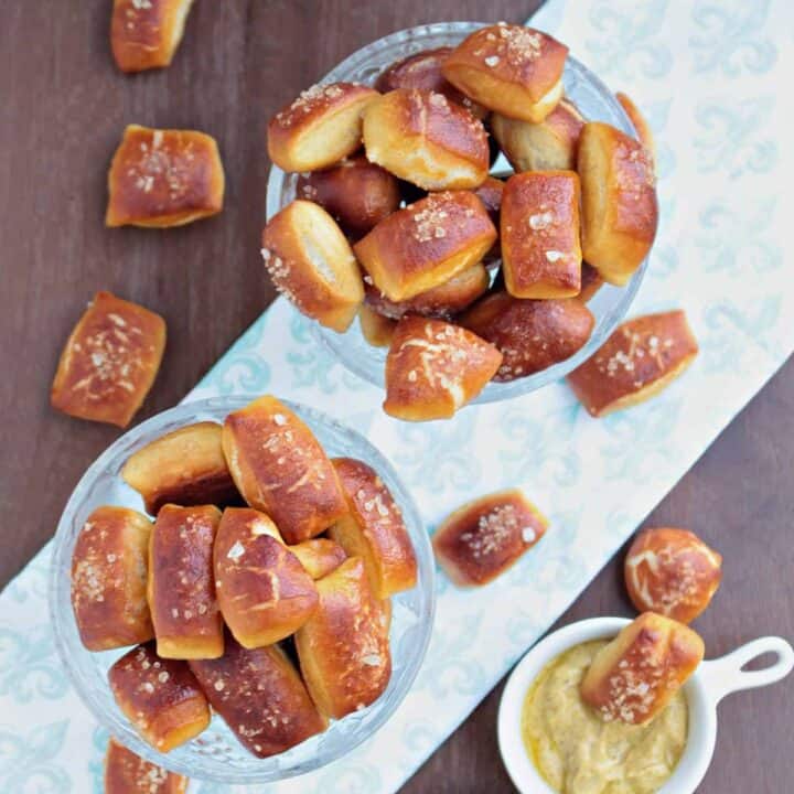 pretzel bites in a bowl