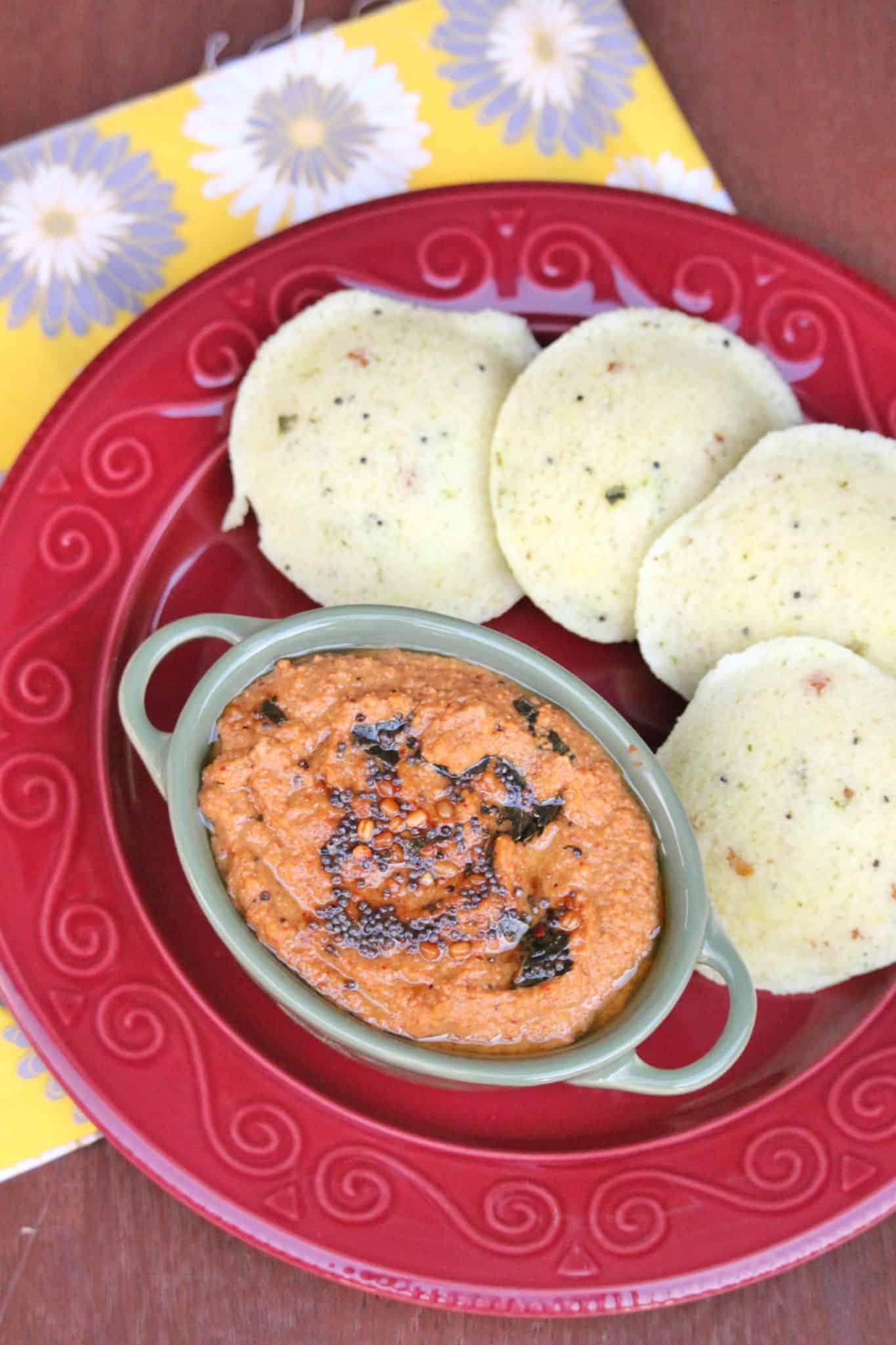 Masoor Dal Chutney | Orange Lentil Chutney Masoor dal chutney with rava idli