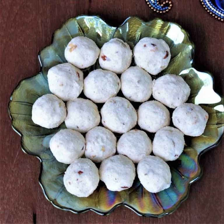 rava ladoo on a plate