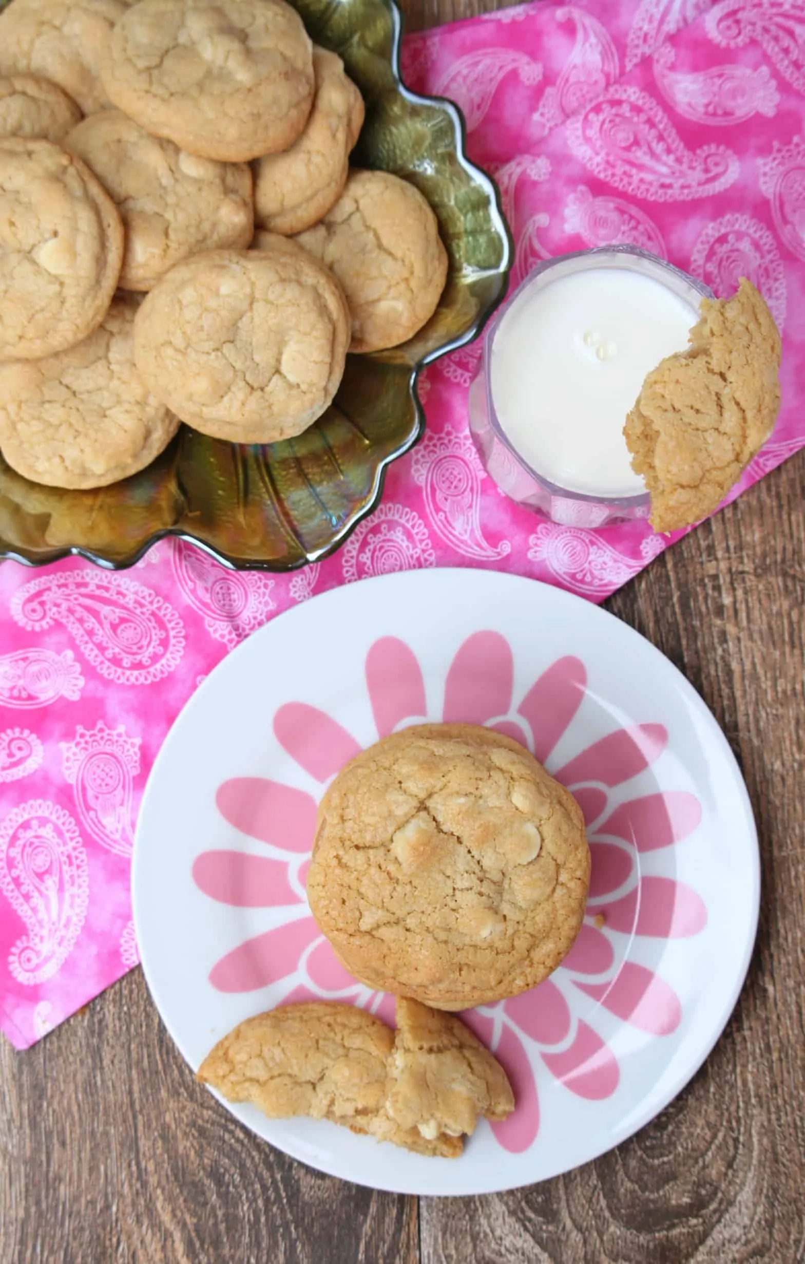 White Chocolate Macadamia Nut Cookies goes well with milk.