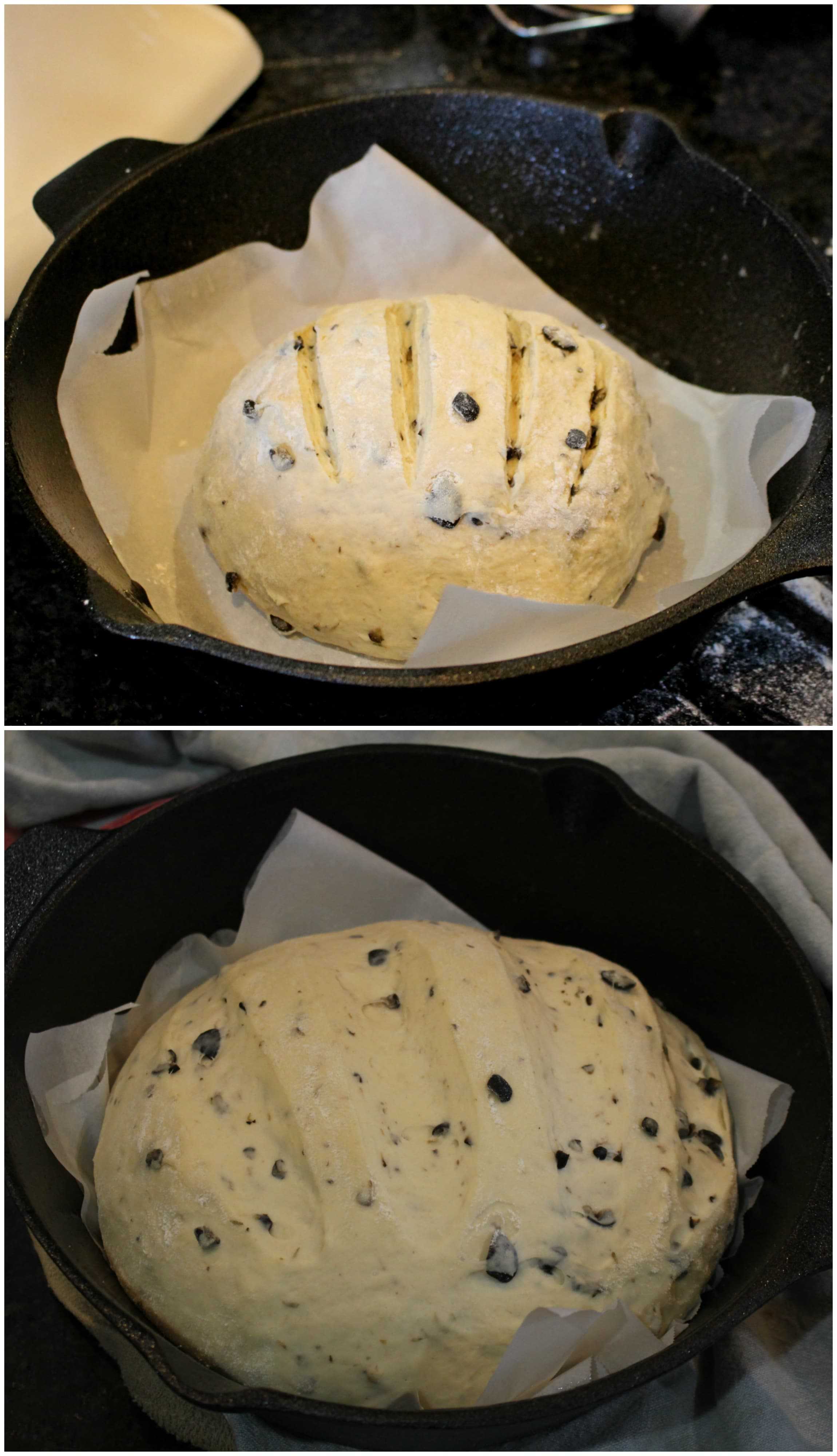 Dough proofing in a cast iron pan