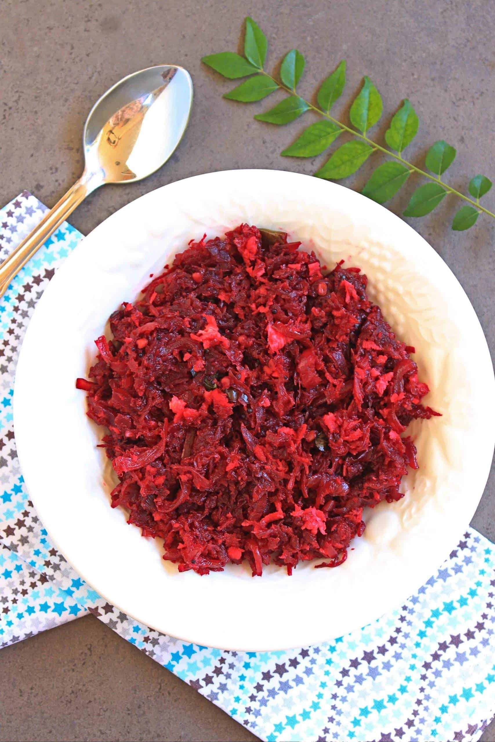 Beetroot Poriyal with Onion | Beetroot Stir Fry