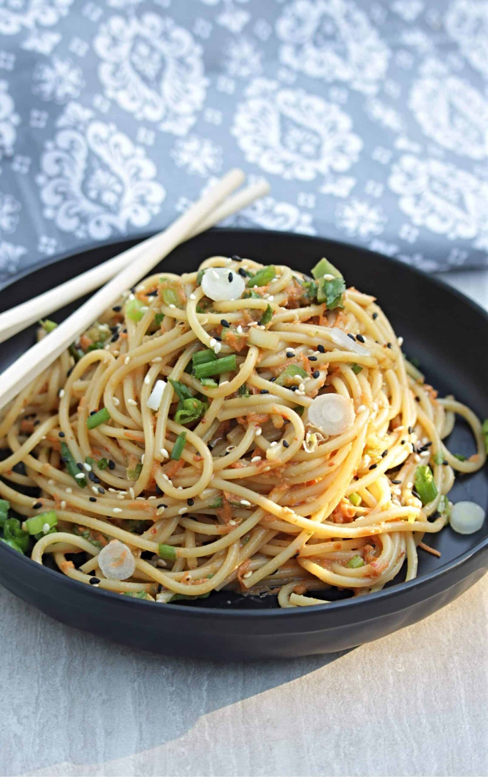 Asian Pasta Salad with spicy peanut dressing