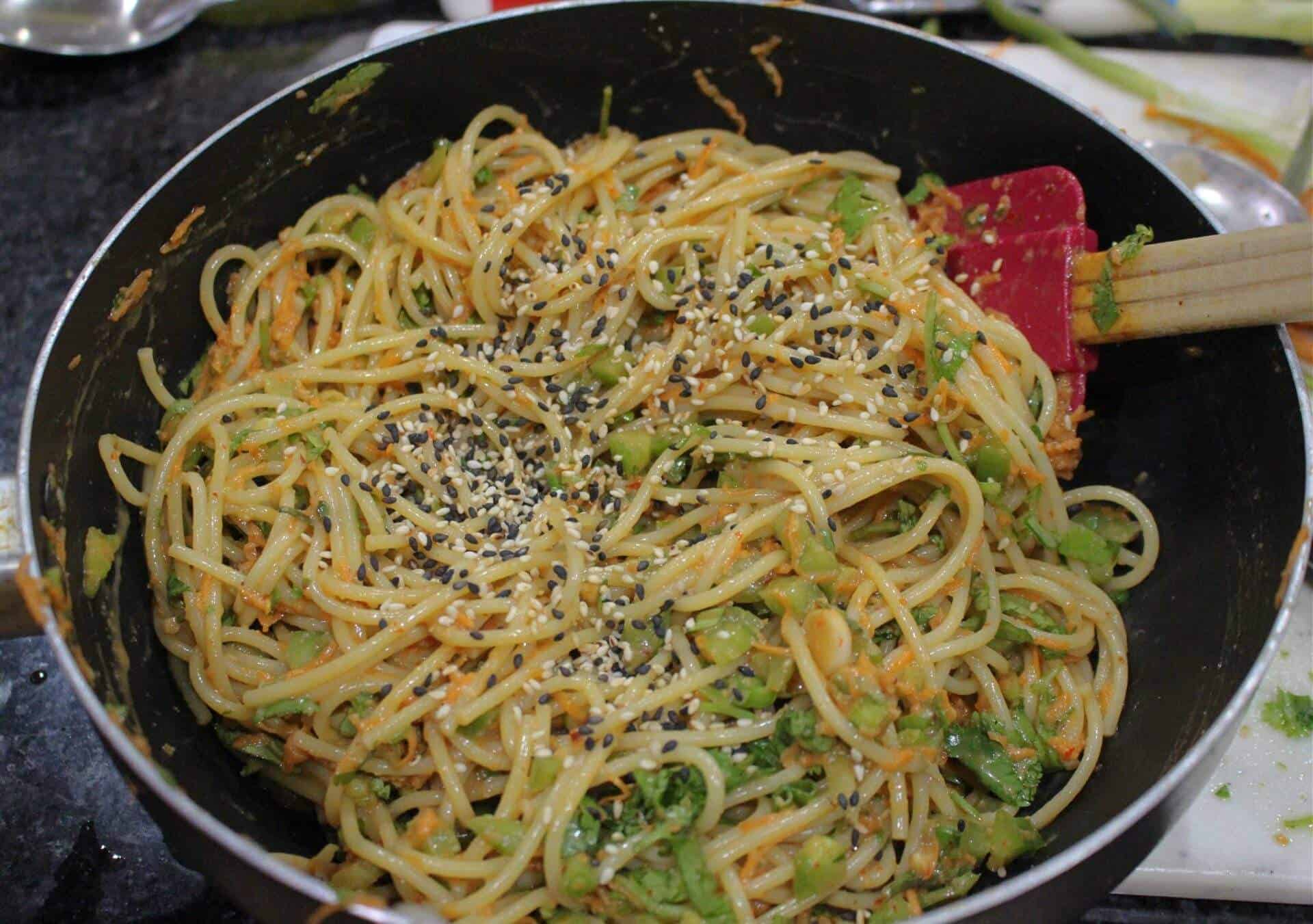 Asian noodle salad with toasted sesame
