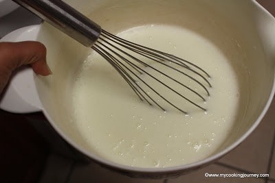 Whisking the ingredients in a bowl