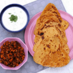 Haryana Besan Masala roti with Gajar methi subzi in a Plate with Bowl