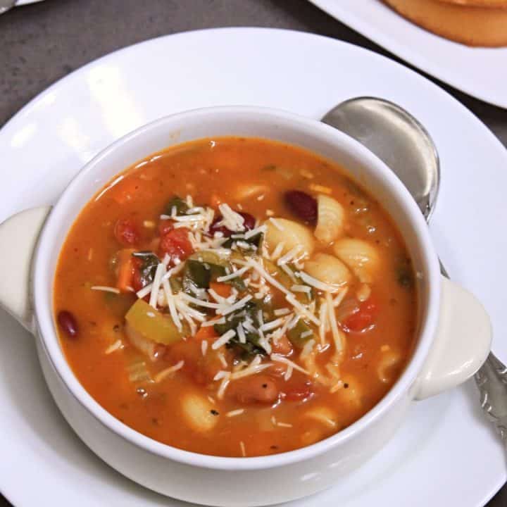 Minestrone soup with cheese