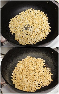 Frying lentils in a pan