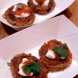 Refried Bean Cakes in a Tray