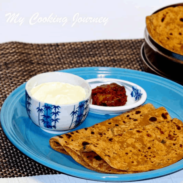 Sweet Potato Paratha in a Plate