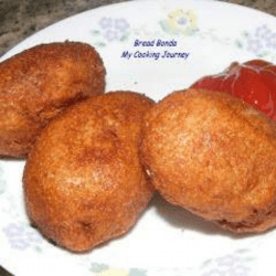 Bread Bonda | Deep Fried Bread With Potato Filling in a plate
