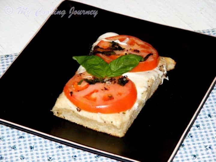 Focaccia Caprese Topped With Tomatoes, Mozzarella and Basil