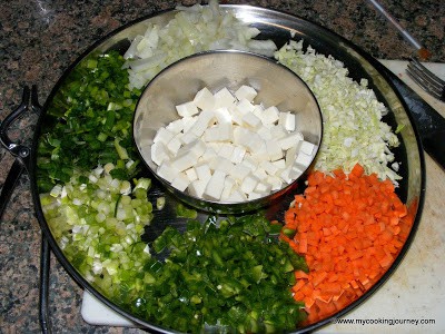 Chopped vegetables in a plate