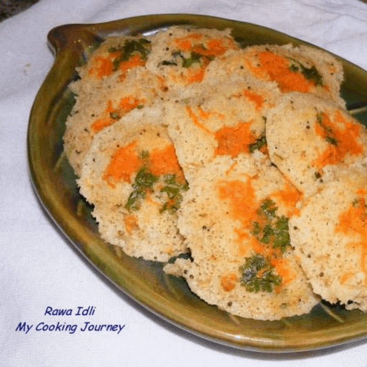 Rava Idli in a tray