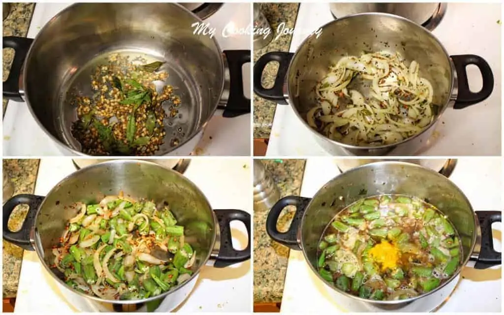 Frying the ingredients in a pot
