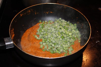 Adding frozen peas