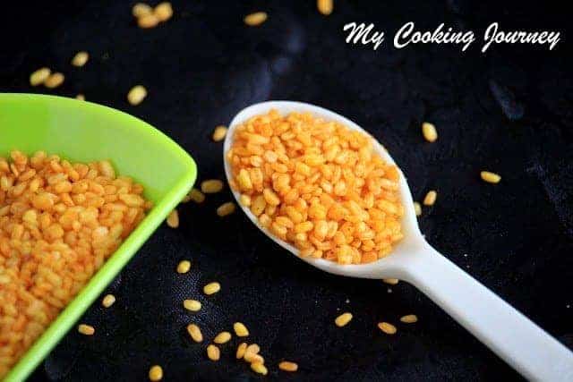 Fried Moong dal in a spoon