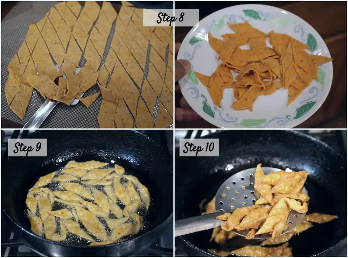 Process shot to fry the maida biscuit