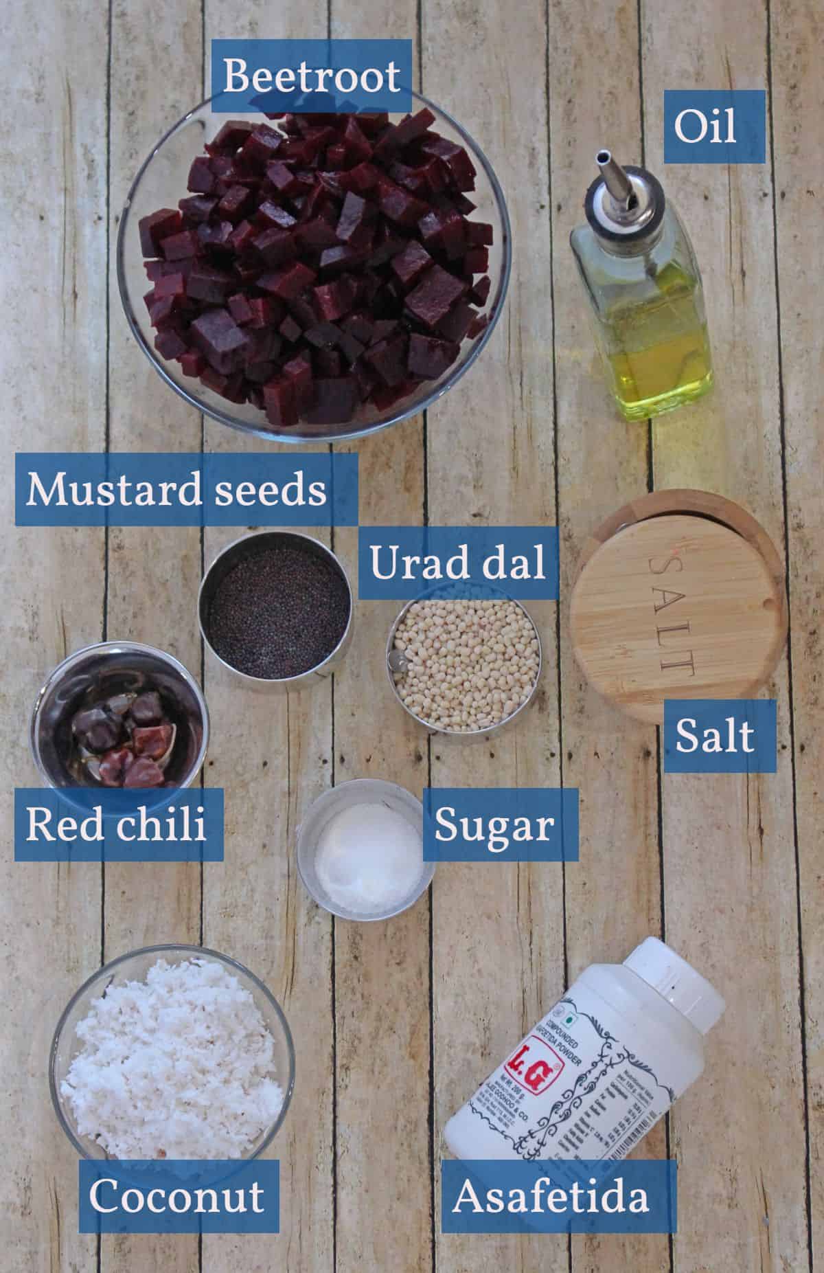 Ingredient list to make beetroot curry